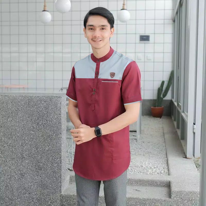 Koko Kurta Lengan Pendek kombinasi Matt Katun Adem Tebal Terlaris