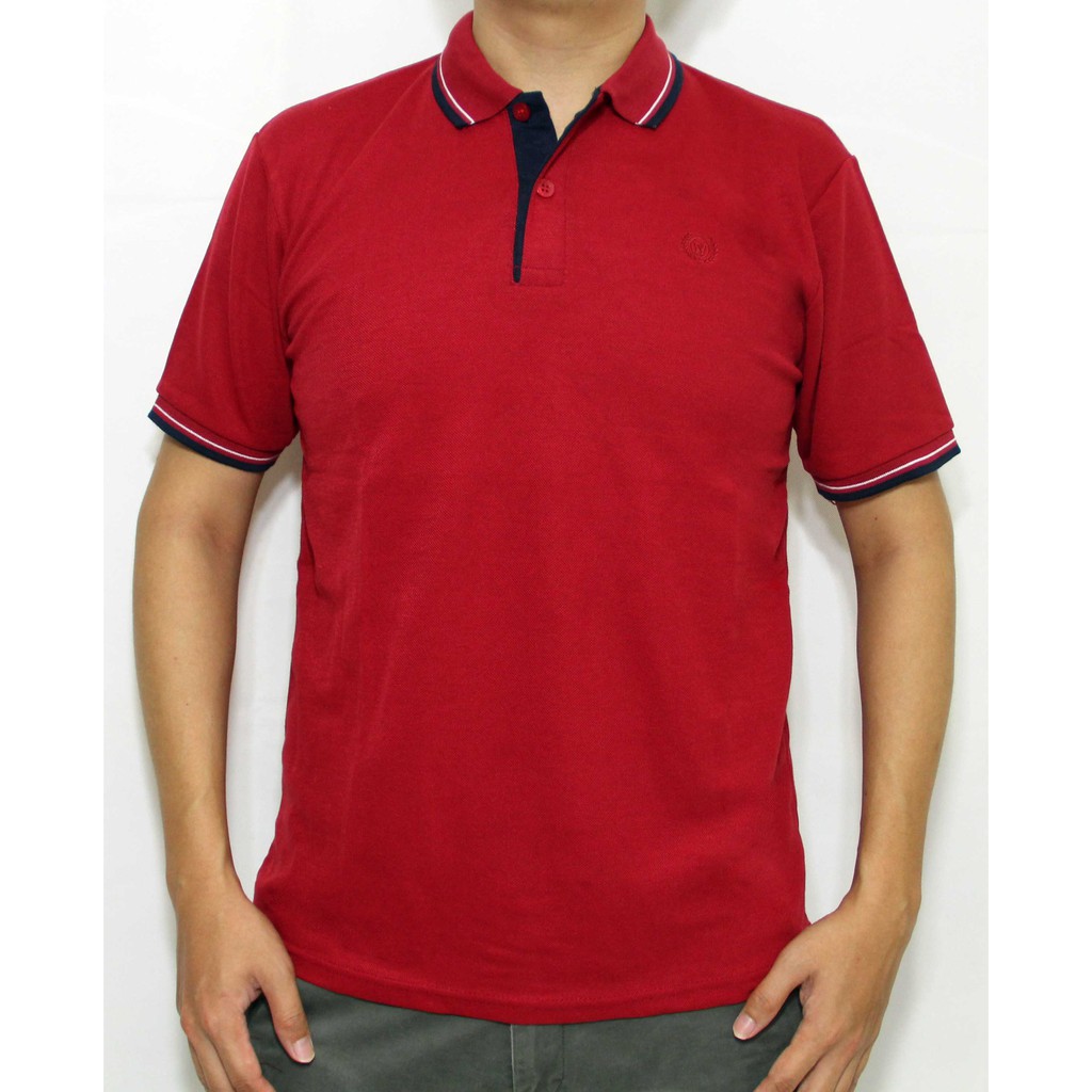 Jual Kaos Polo Pria Kerah Warna Merah Maroon Marun Berkualitas Model