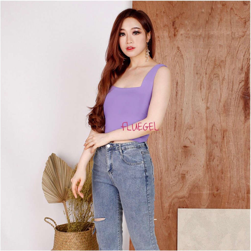 Fluegel Long Mia Crop Top Korea Fashion Atasan Wanita Tank Top Crop Fashion Wanita-LILAC