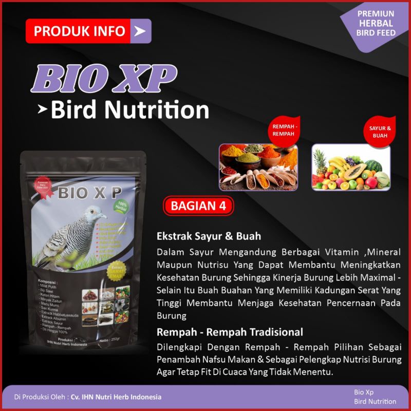 Bio Xp Herbal Alami Original - Pakan Burung Perkutut Bio Xp Original - Pakan Perkutut Lokal - Pakan 