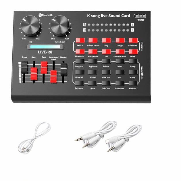 Gratis Ongkir KODE-288 Live Soundcard V9 - R8 Bluetooth USB Audio Mixer Live Broadcast Multiple So