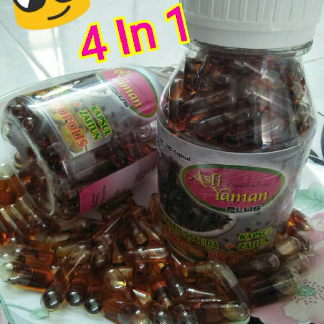 Asli yaman 4 in 1 200 Kapsul Habbatussauda + Zaitun + Propolis + Garlic