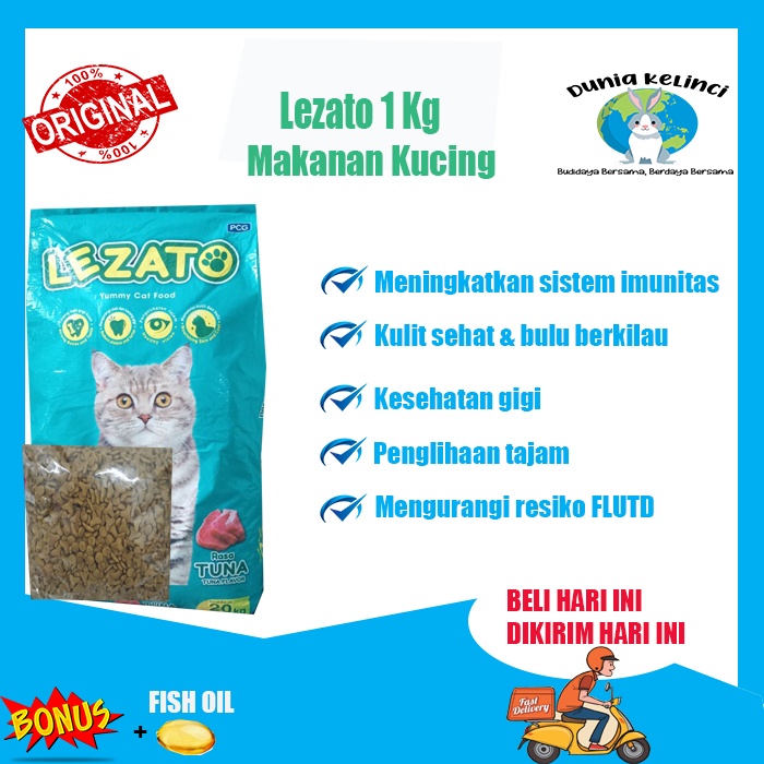 MAKANAN KUCING LEZATO 1 KG CAT DRY FOOD PAKAN