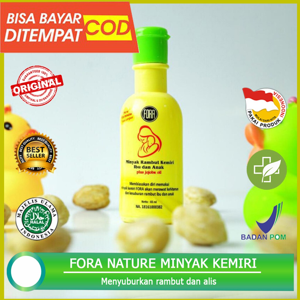 FORA NATURE MINYAK KEMIRI 65 mL | penyubur alami rambut dan alis bayi & dewasa Fora Minyak Kemiri Pe
