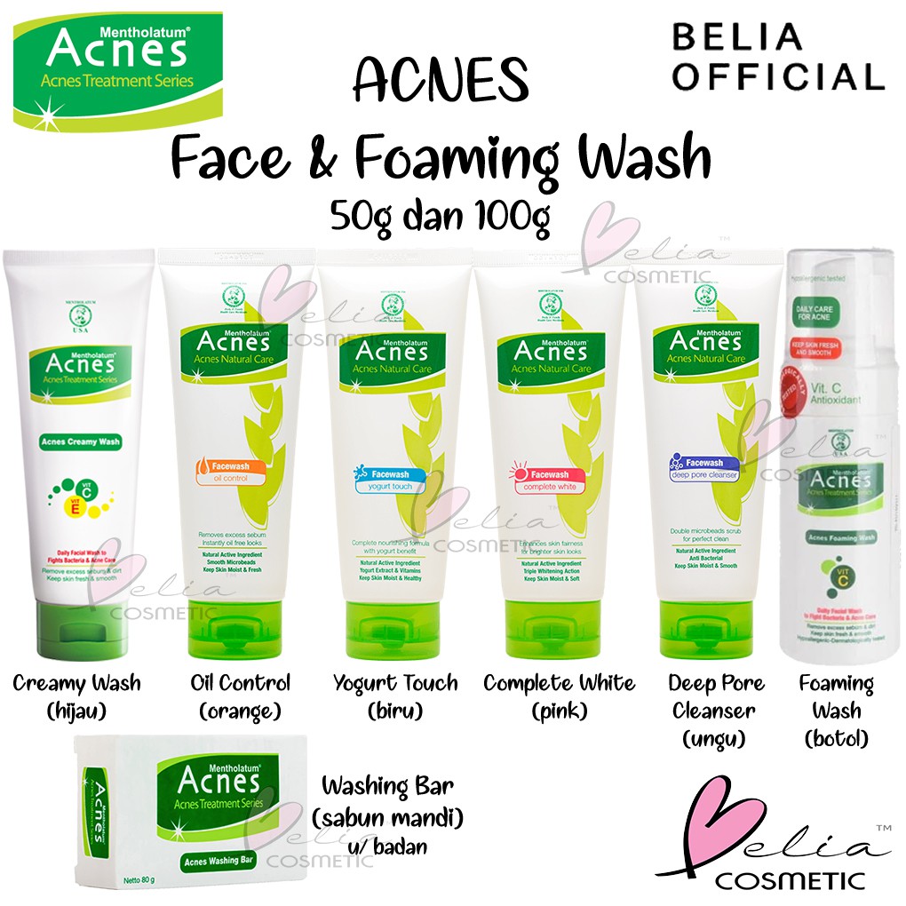 ❤ BELIA ❤ Acnes Creamy Wash Foaming Washing Bar 50g 80g 100g | Sabun cuci muka anti jerawat badan | BPOM