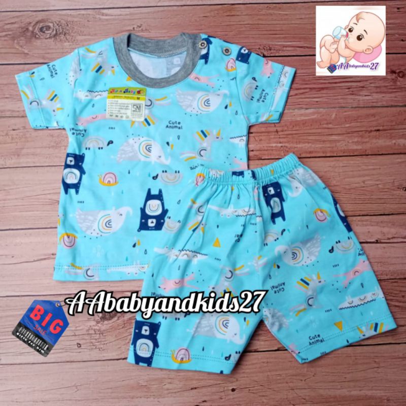 PRODUK TERBARU!!! 3Pasang Setelan Airin Lengan Pendek Kancing Bahu Ukuran Newborn S M L XL SNI