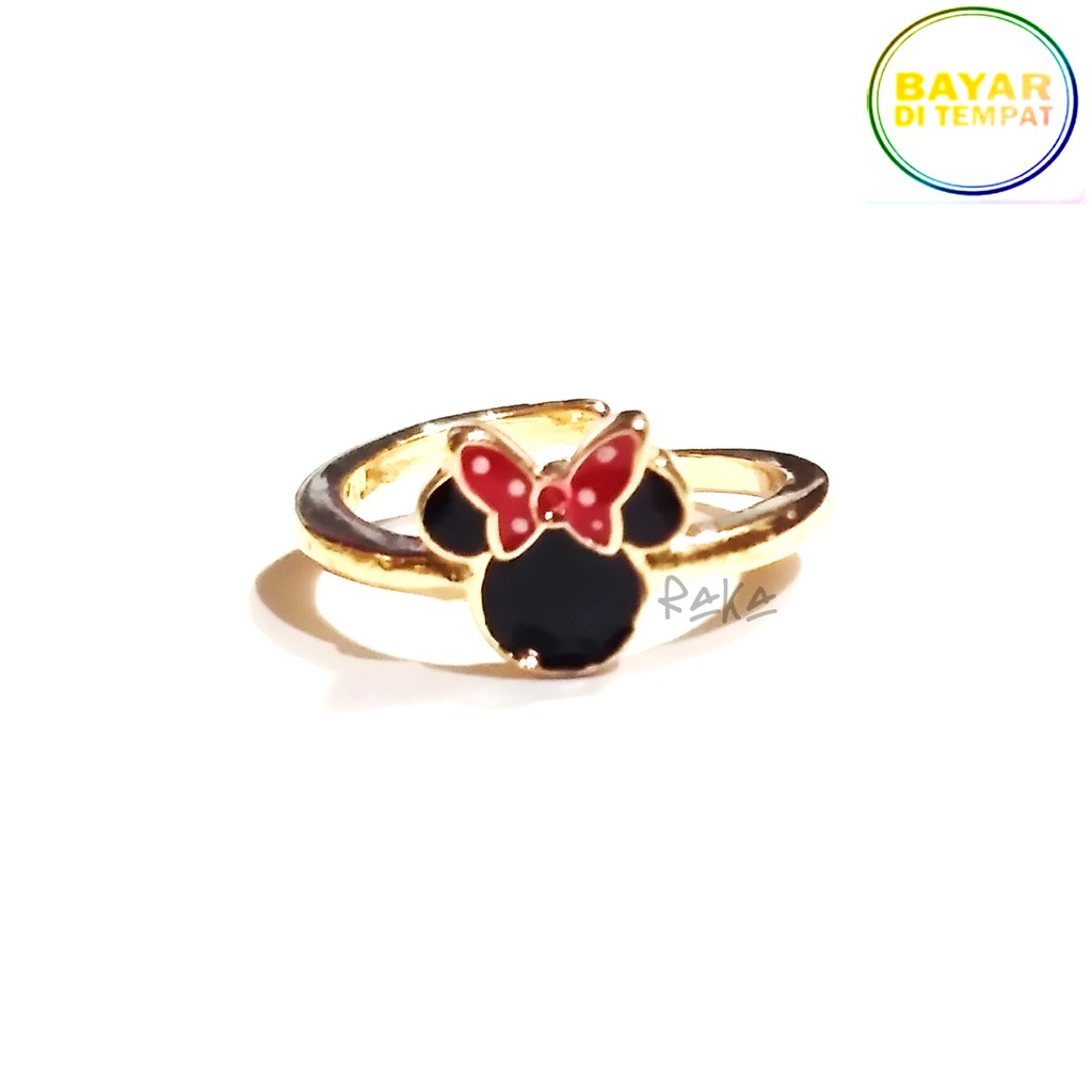 Raka Acc - Cincin Anak Xuping MINNIE MOUSE Pita Hitam Perhiasan Lapis Emas 18k 184