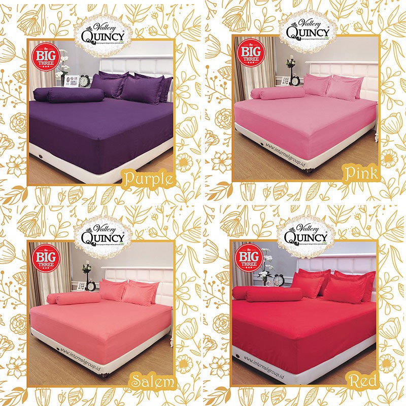 QUINCY VALLERY Sprei Polos 180x200 Tinggi 30  warna MERAH PINK ORANGE - King Size 180 T30 SP