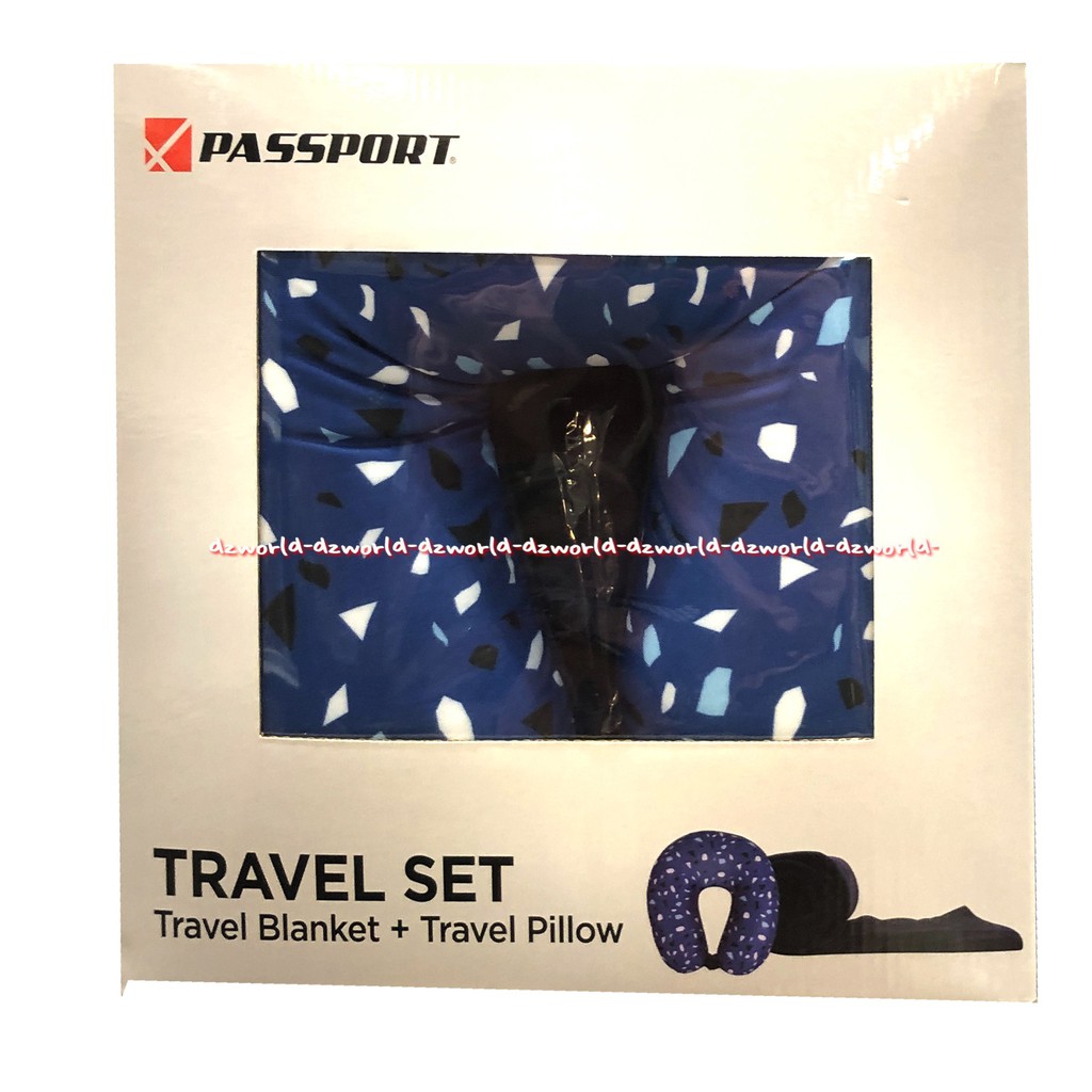 Passport Travel Set Blanket Pillow Krem Bantal Dan Selimut Travelling