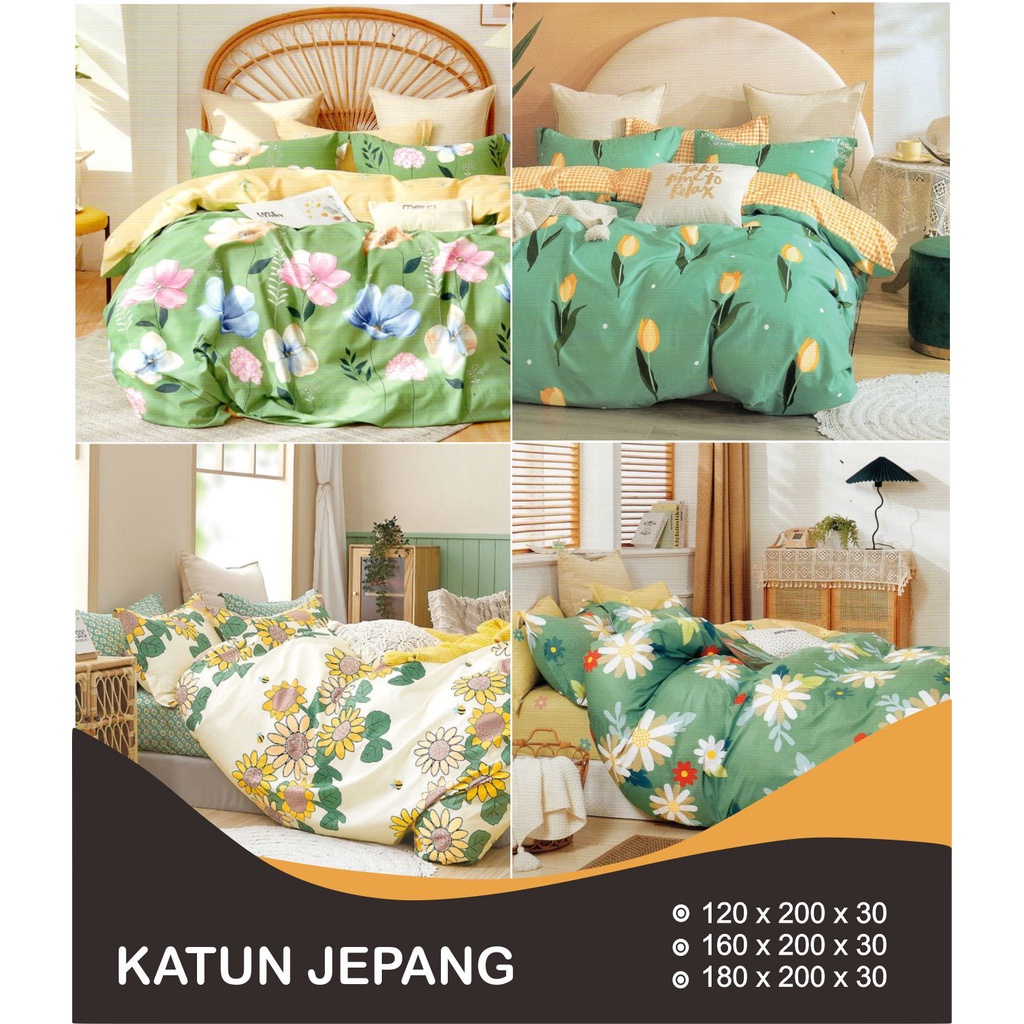 Sprei Set Sandy Collection Emerald Katun Jepang Extra King 200x200 Tinggi 30cm