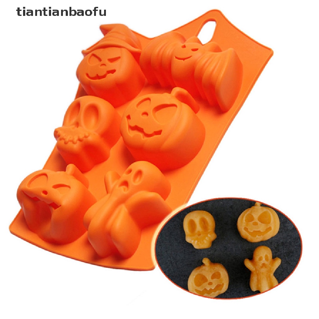 Halloween Holiday Pumpkin Cake Mold 6 Cavities Pumpkin Ghost Bat Shape Molds