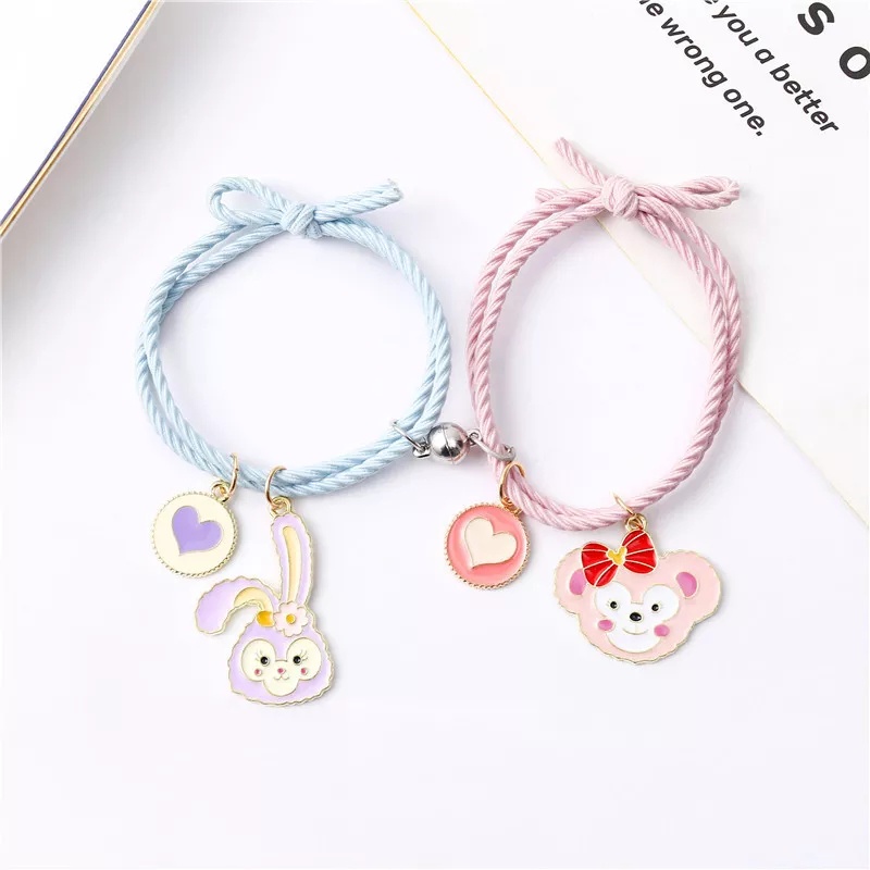 Gelang Magnet Couple 1 Pasang Isi 2 Pcs AB22  Fashion Bracelet Korea Daisy Couple Sahabat Manik Tali Wanita Braided Friendship ACC