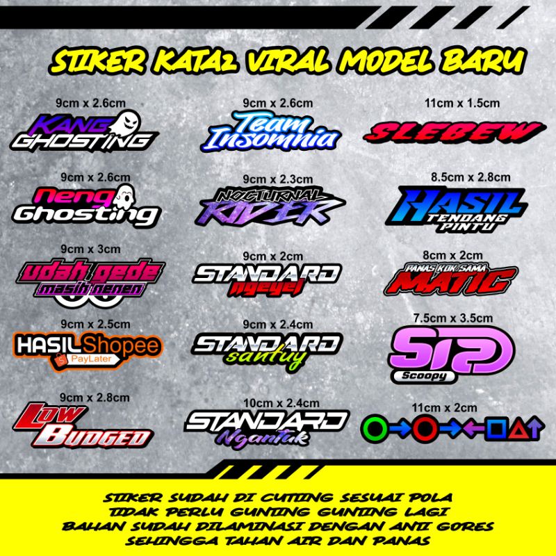 

STIKER KATA" KEKINIAN / STIKER LUCU / STIKER CUTTING / STIKER HOLOGRAM
