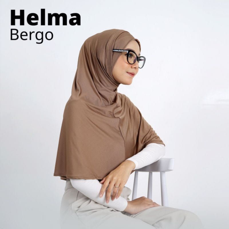 Hijab Instan Helma Bergo Lubang Telinga Masker / kacamata / Earphone