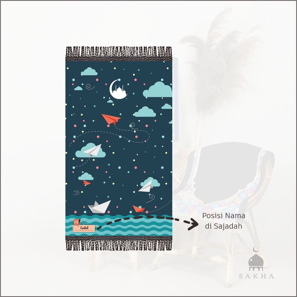 Sajadah Sakha Anak READY STOCK - Origami Blue