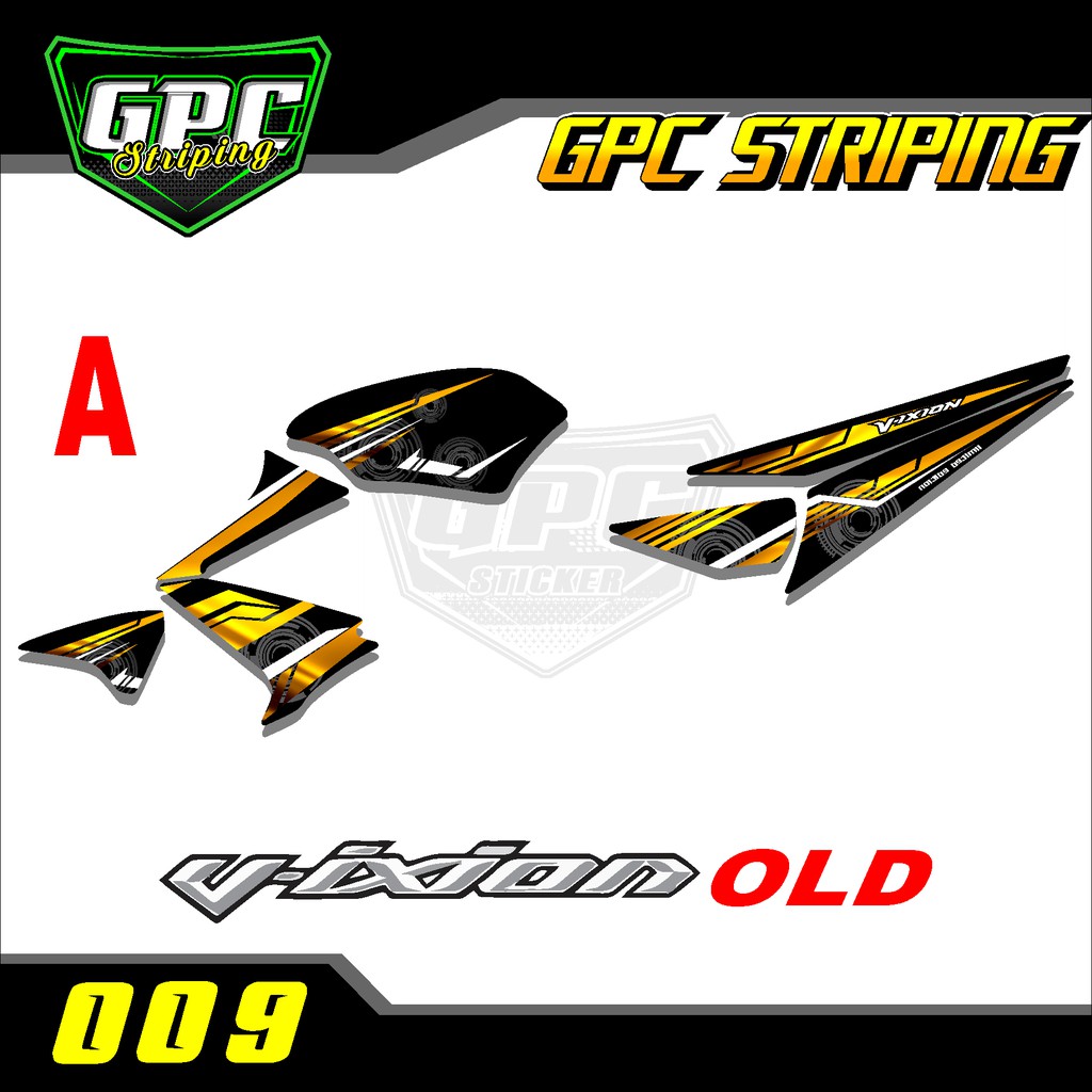 Sticker Striping Vixion OLD lama gold FZ150i - Stiker Variasi List Motor GPC 009