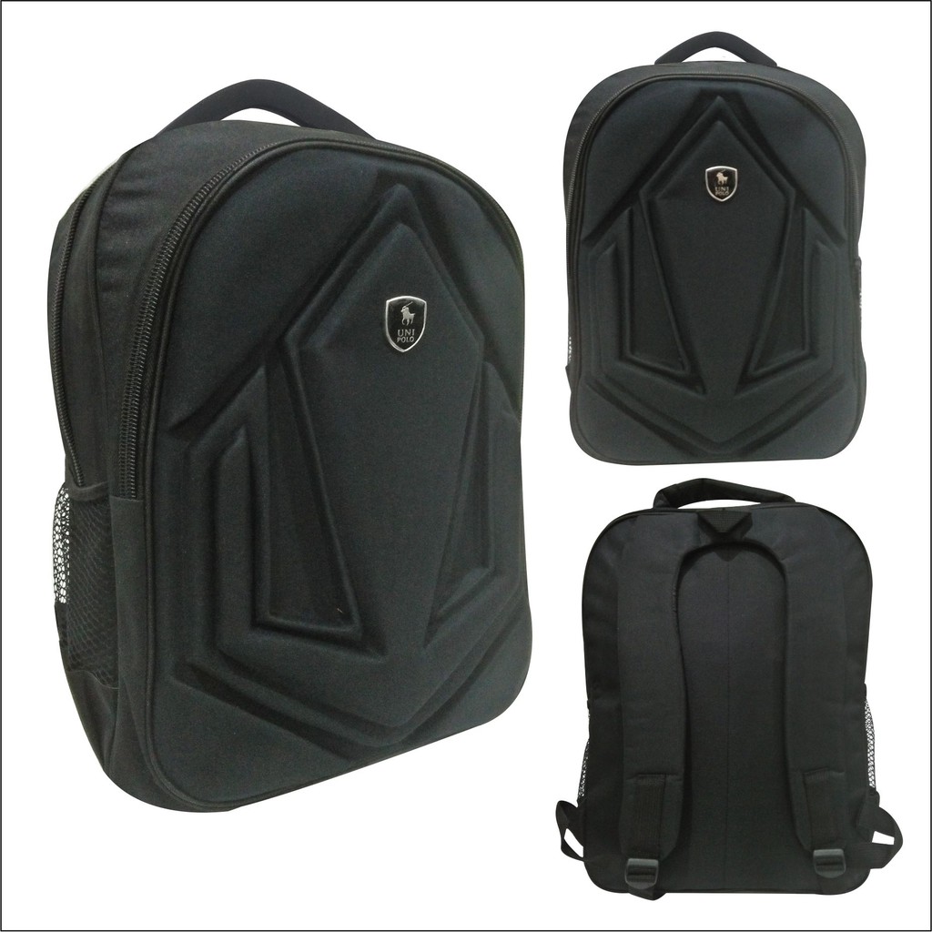 Uni Polo 8801 - Tas Ransel Emboss Laptop Pria Wanita / Tas Punggung sekolah Unisex Free Raincover