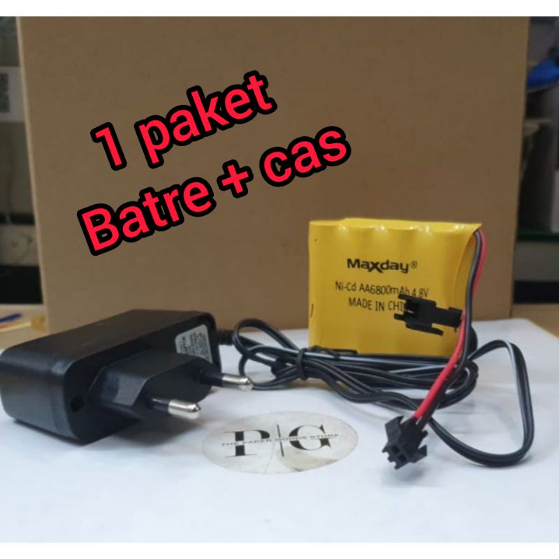 promo paket komplit Baterai cas Ni-CD AA 6800mAh 4.8V MAXDAY Soket hitam u/Mainan Rock Crawler - Baterai 4,8V