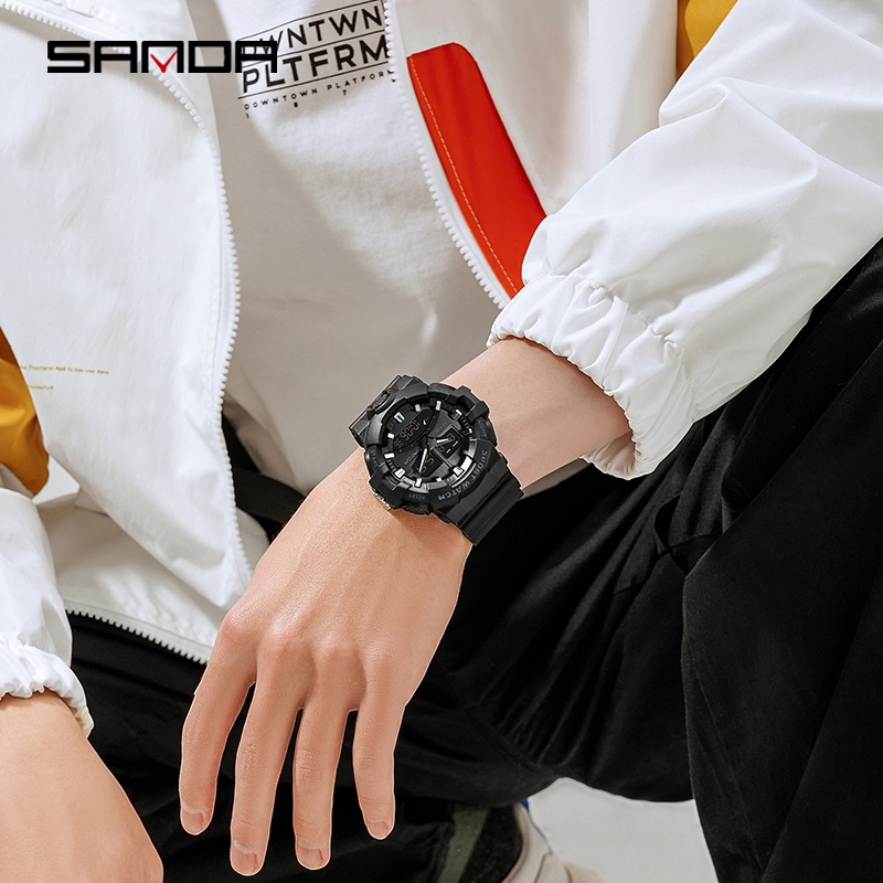 SANDA 3130 Jam Tangan Pria Wanita Digital Analog Tali Rubber Shockproof Anti Air WATCHKITE WKOS