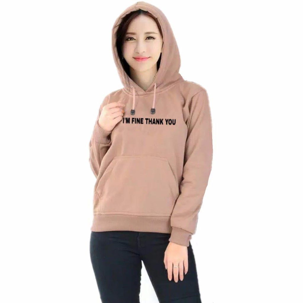Sweater Hoodie Wanita I'M FINE THANK YOU-Mocca