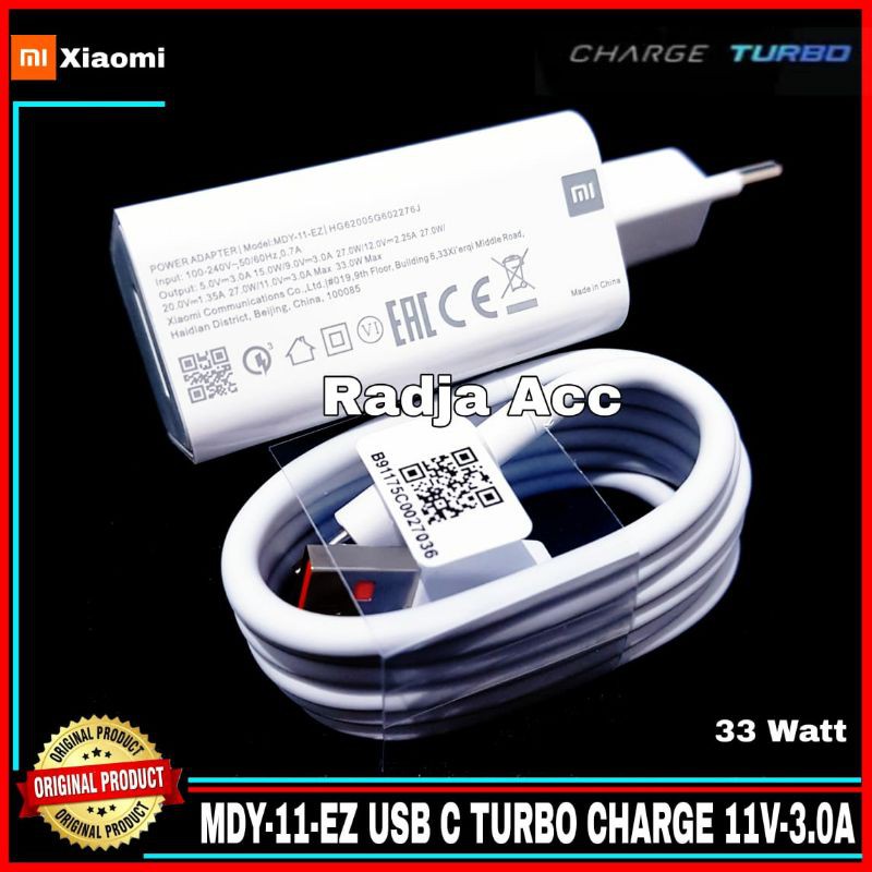 Charger Xiaomi Redmi Note 9 Pro TURBO CHARGE 33W Original 100% Type C