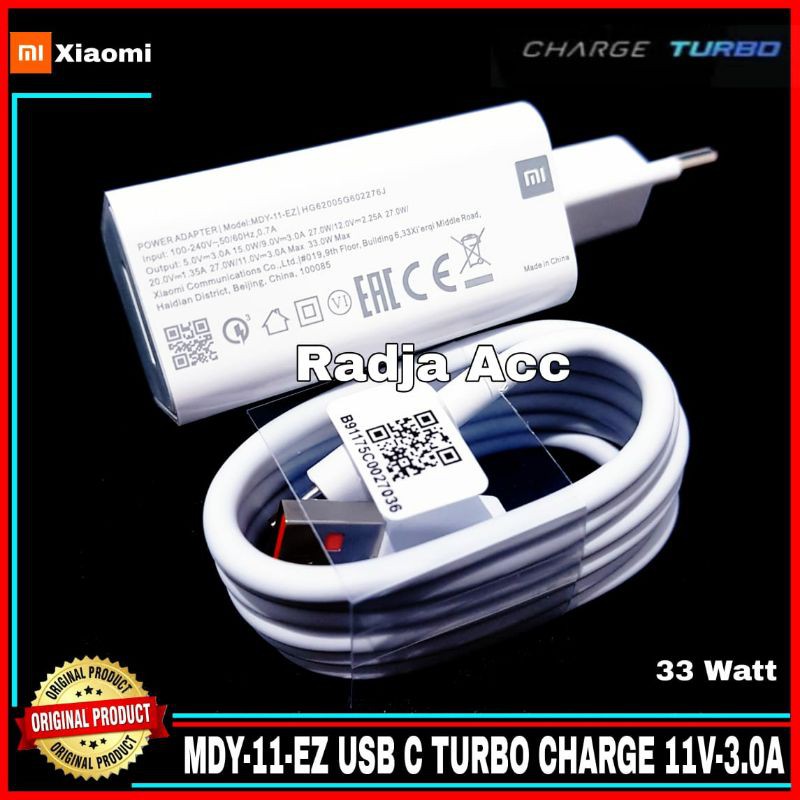 Charger Xiaomi Poco F2 Pro TURBO CHARGE Original 100% 33W USB Type C