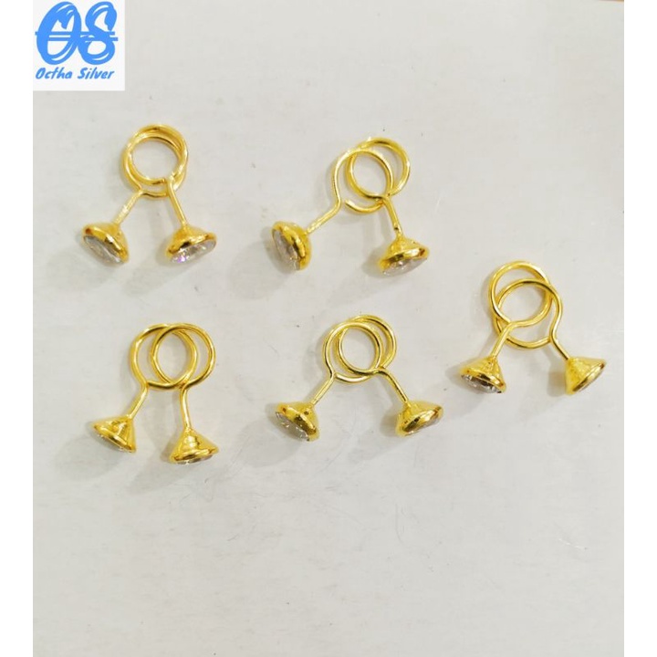 ANTING TOGEH MATA PUTIH 1GR PERAK 925 LAPIS MAS