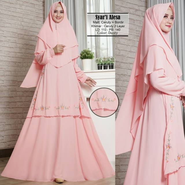 (Promo) Set Syari Polos Maxmara Lux Anayah Real Pic Haji Umroh Gamis Syari Hijab Syari Bahan Lembut