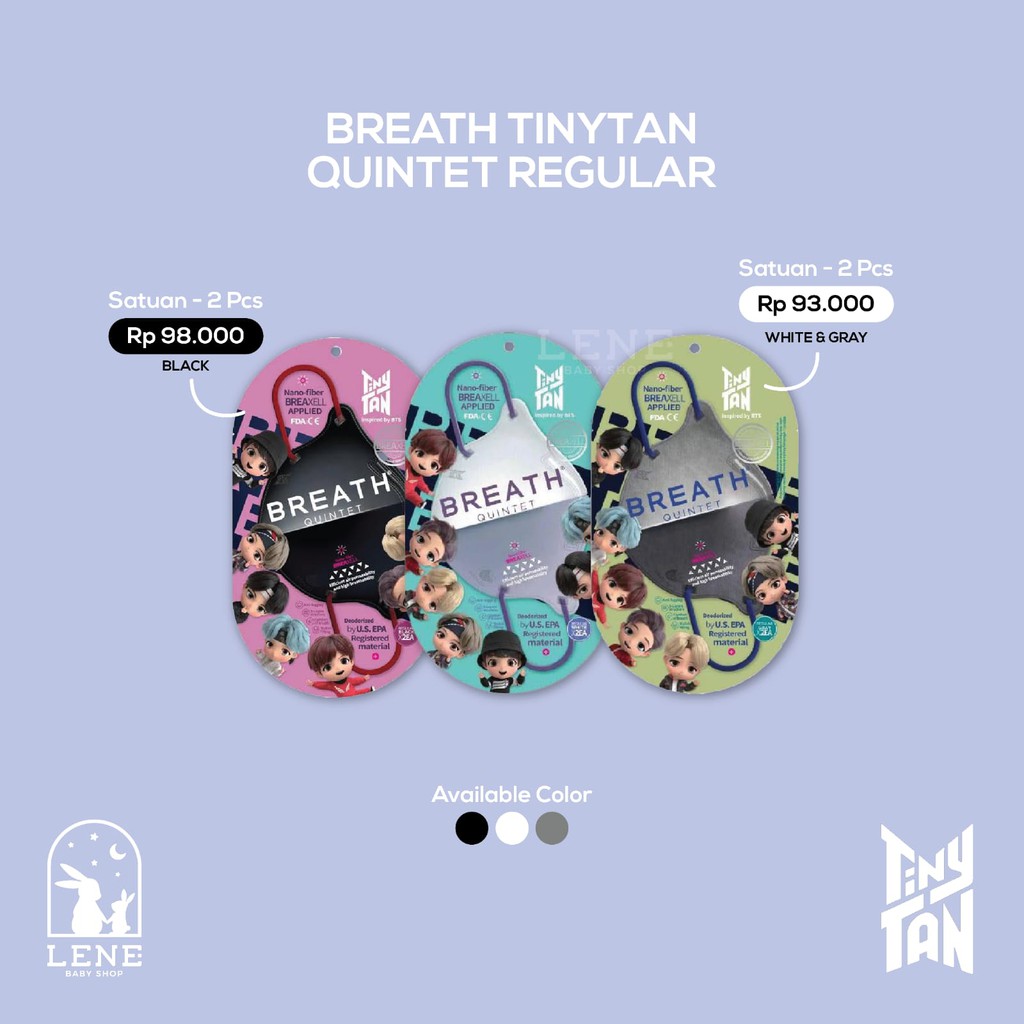 Tiny Tan BTS Breath Quintet Disposable Mask TinyTan Masker Korea SATUAN 2pcs