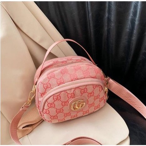 BJ61232 (TALI POLOS CEK VIDEO) - BROWN/PINK - TAS WANITA FASHION IMPORT MODIS ELEGAN TERMURAH TERLARIS TERBARU BAGSTORE JAKARTA TAS BATAM ZC1232