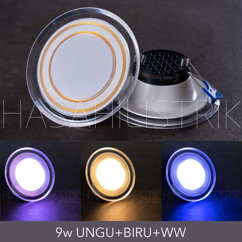 LAMPU DOWNLIGHT LED 3 WARNA 9WATT/ KUNING+ BIRU+ UNGU /PANEL LED/LAMPU PLAFON