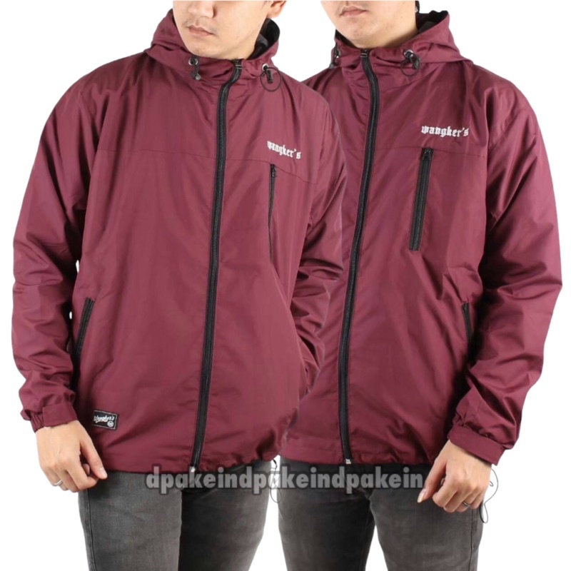 Jaket Outdoor More Wangker’s Jaket Parasut Pria Jaket Distro Jaket Running Maroon