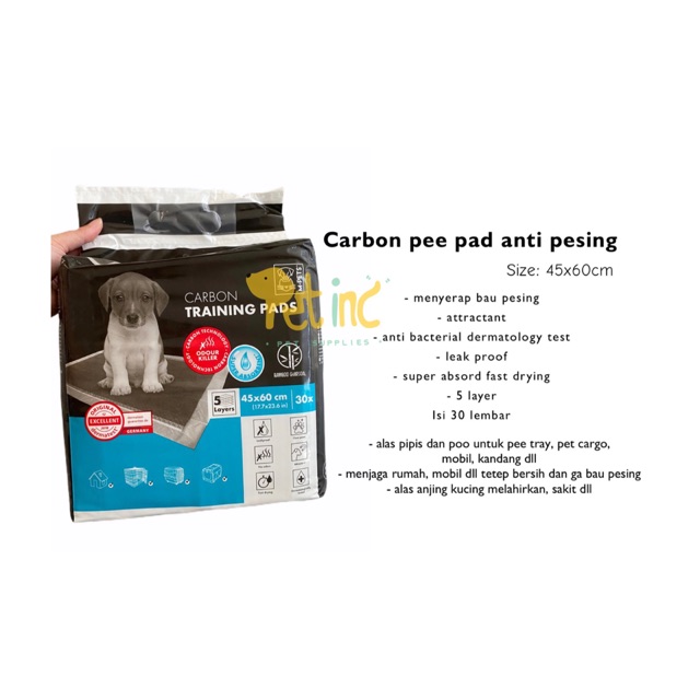 Carbon pee pad anti pesing 45x60cm isi 30 lembar