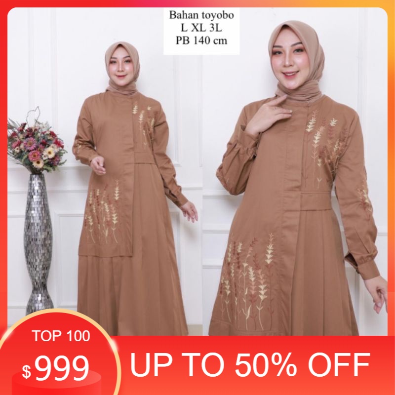gamis katun toyobo bordir / gamis katun / gamis bordir / gamis terbaru /gamis terlaris /gamis kasual