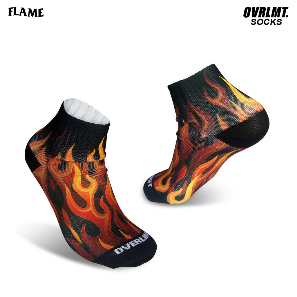 OVERLIMIT flame - Kaos Kaki Pendek Pria Wanita Tebal Motif Distro Kaoskaki Premium Print Sock Uniseks Kaus kaki Printing Unisex Koskaki Print Cewek Kauskaki Cowok Ukuran Mata Kaki Terbaru Kasut Kantor Sekolah Formal Model Oldschol Oldschool Oldskol