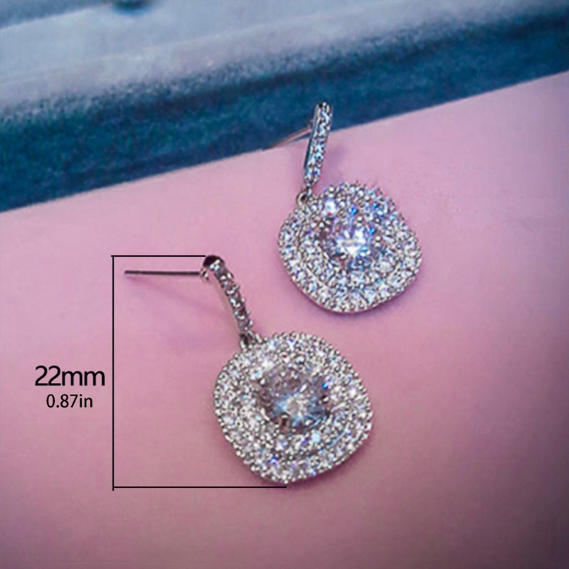 Anting Juntai Kristal Cubic Zirconia Warna Silver Untuk Pengantin Wanita