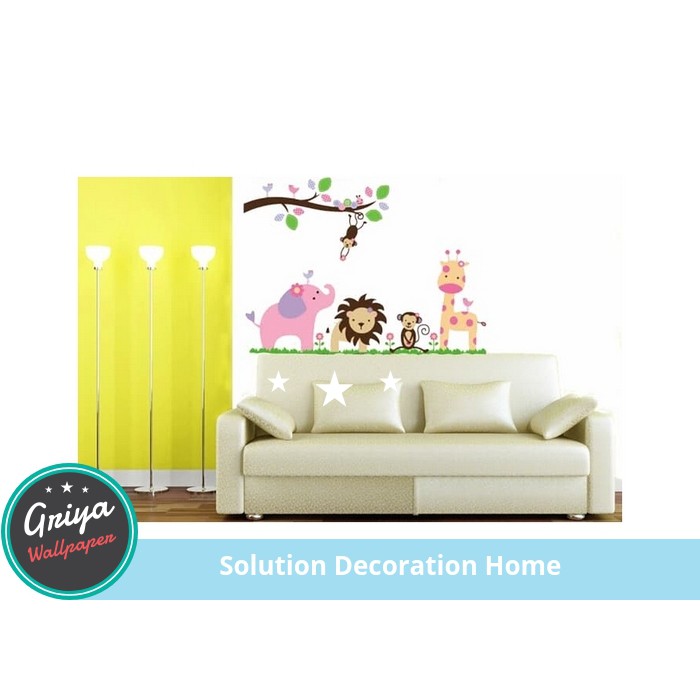 griya wallpaper stiker dinding transparan  JUNGLE KID60x90