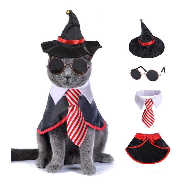 ★〓YUFeiPet〓★Halloween Pet Cats and Dogs Bow Tie Suit Cloak Hat Cape Funny Holiday Dress Cosplay Costume Pet Accessories Holiday Party