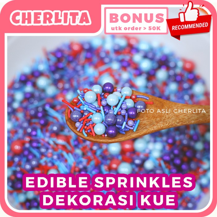 

Sprinkles Sprinkle Taburan Kue Cupcake Tart Merah Ungu Sugar Pearl