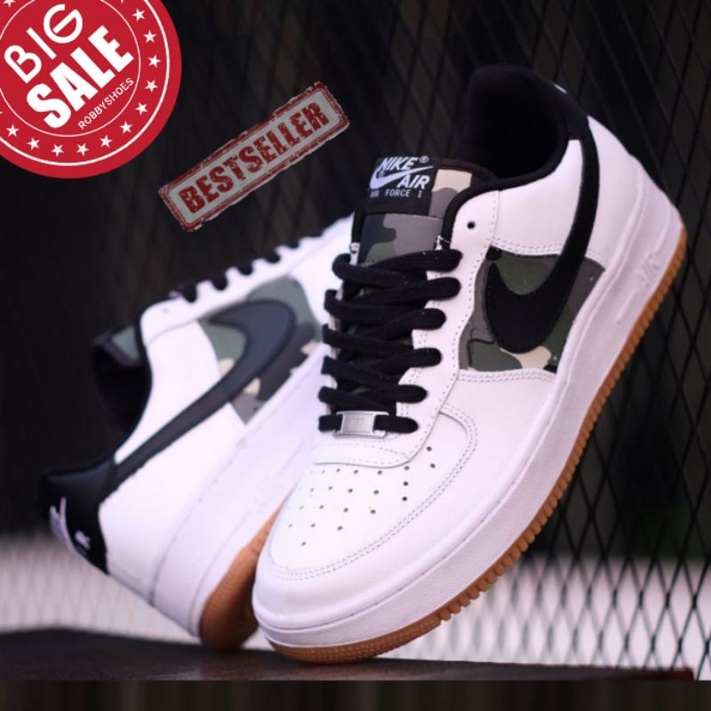 Sepatu Nk Air Force 1 Low White Camo Premium Original BNIB Full Tag Sneakers Pria