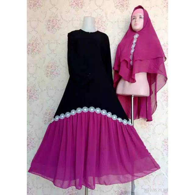 Gamis Ceruti Renda Khimar