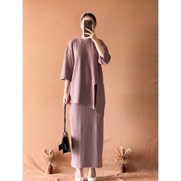 Fella Oversize Set ( PREMIUM Set Bertekstur model Oversize)-Khana brown