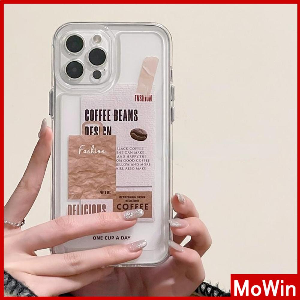 iPhone Case Clear Case Soft Thick TPU Shockproof Super Transparent Protection Camera Plating Button Brown Coffee For iPhone 13 Pro Max iPhone 12 Pro Max iPhone 11 iPhone 7Plus