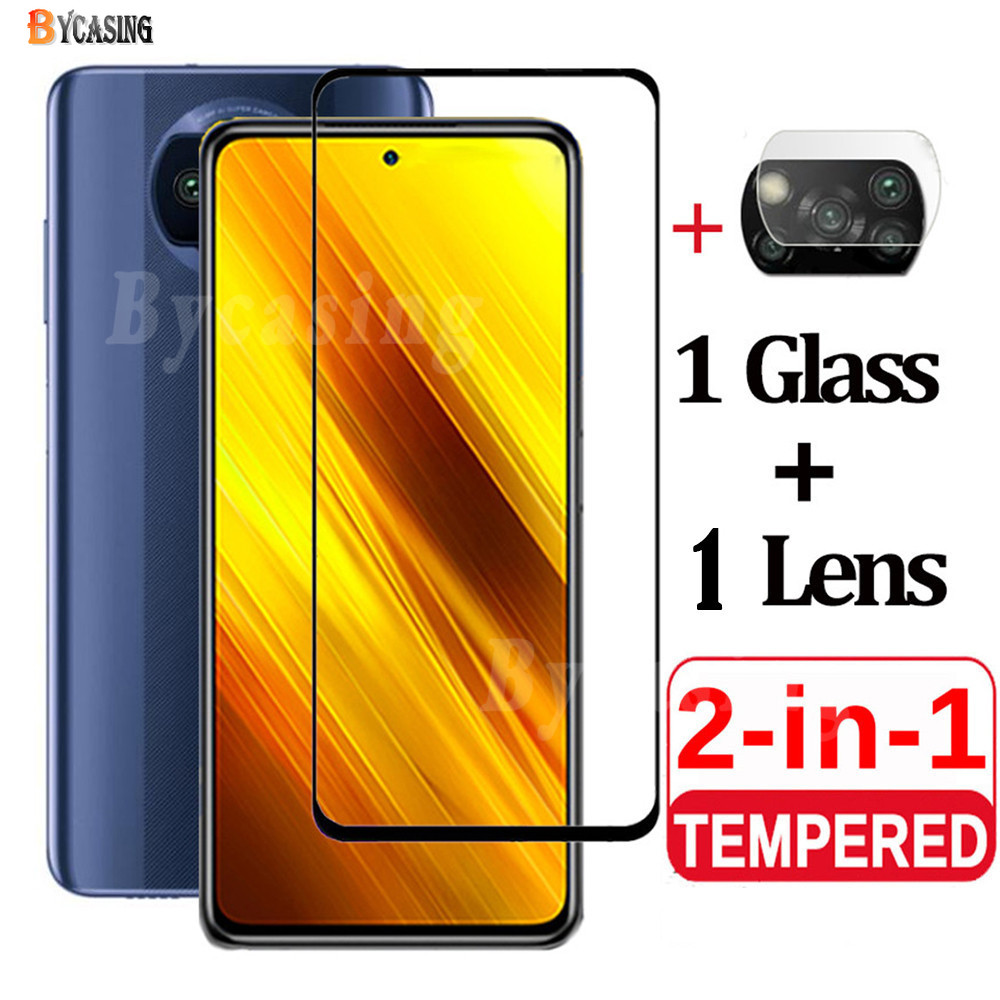 2-In-1 Tempered Glass Screen Protector For Xiami Poco X3 NFC HD Camera Lens Protective Anti Scratch Film BY