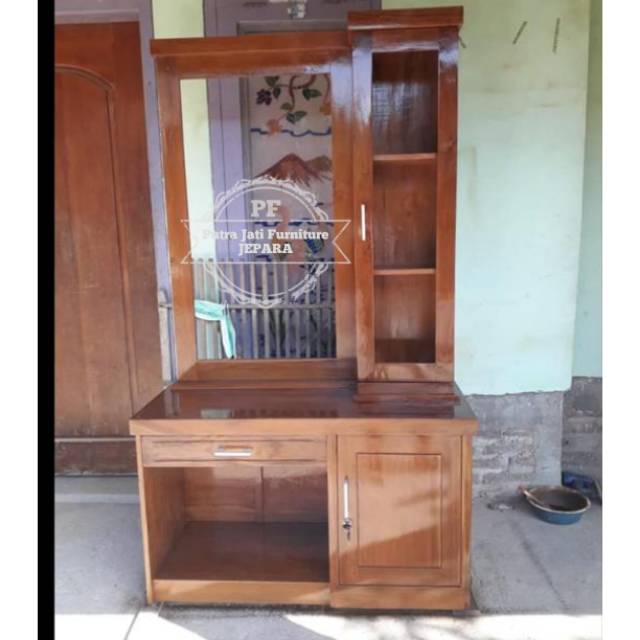 Cermin minimalis meja rias tolet kayu jati Jepara