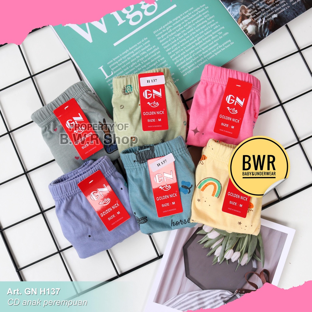 [ M ] CD Boxer Golden Nick H 137 SA 077 / Celana Dalam Anak Perempuan Warna Motif Random H137 SA077| Bwr