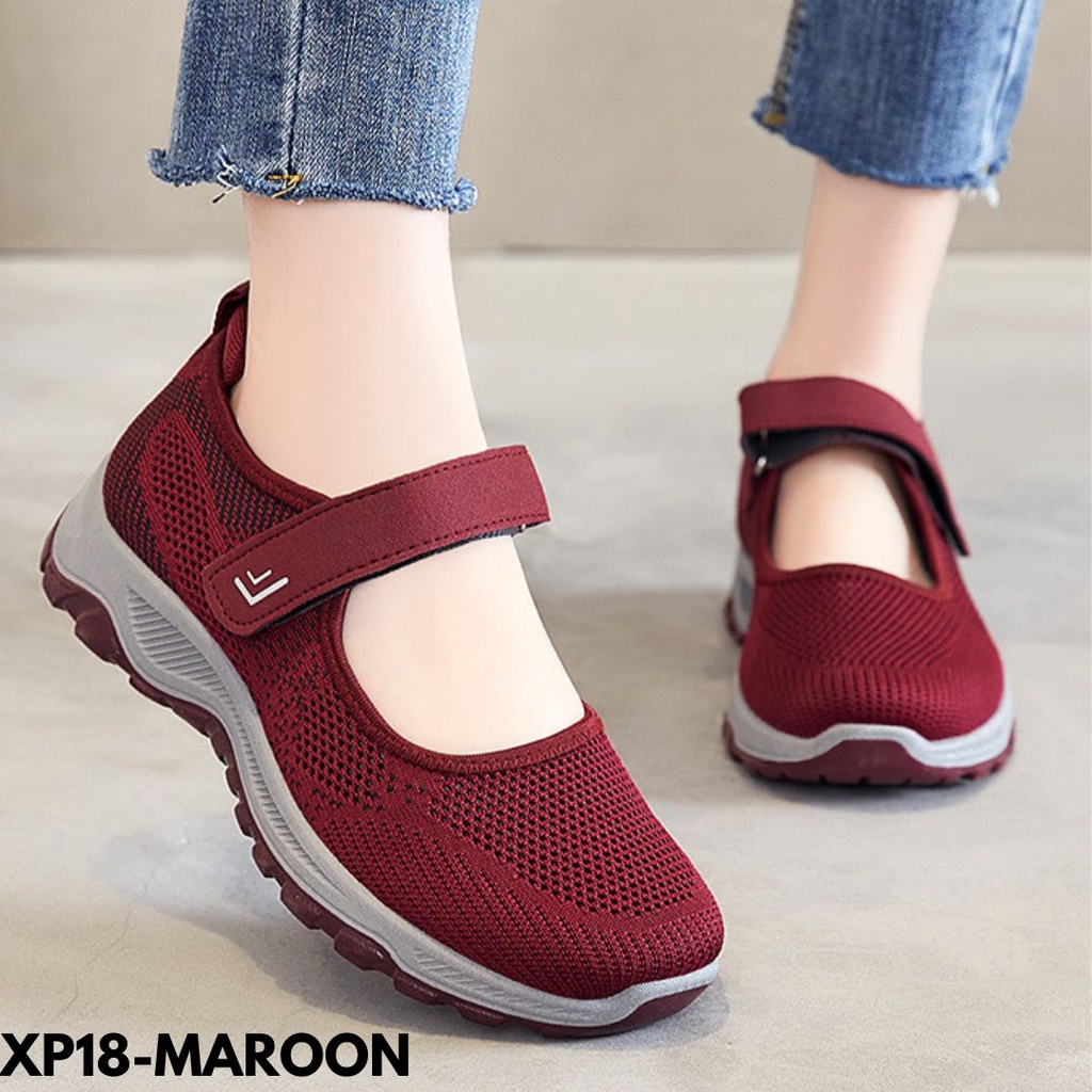 SEPATU SNEAKERS WANITA DESIGN SLINGCROSS BAHAN SOFT FLYKNIT CANTIK CASUAL IMPORT P18 ESTHER