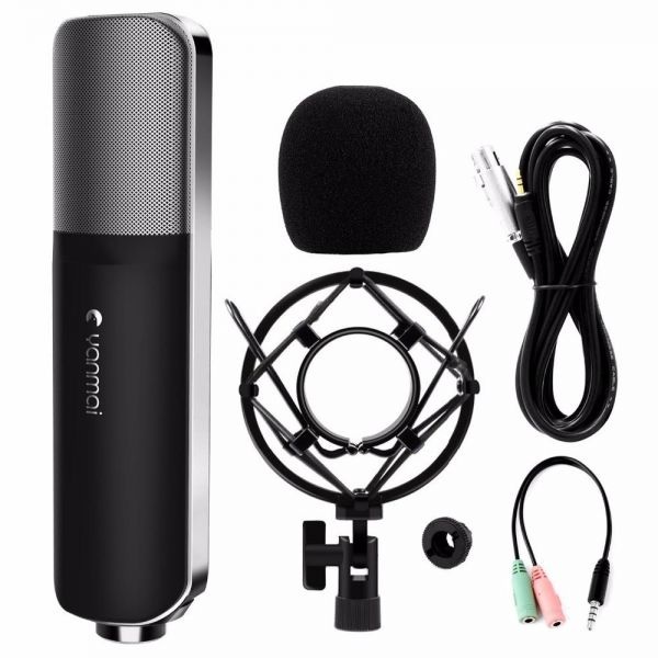 YANMAI Q8 - Professional Cardioid Condenser Microphone for Live Broadcast Podcast Recording - Mikrofon Profesional untuk Rekaman maupun Podcast