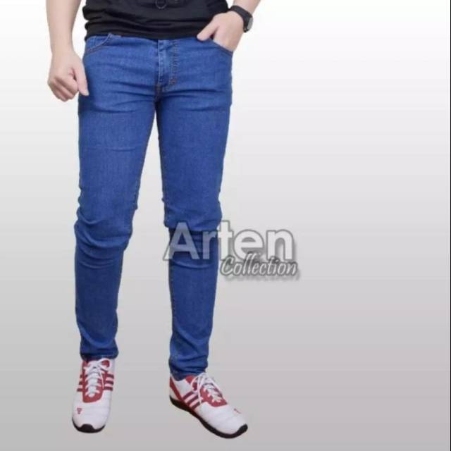 CELANA JEANS PRIA/COWOK/JEANS BIRU/JEANS HITAM KARET/MELAR