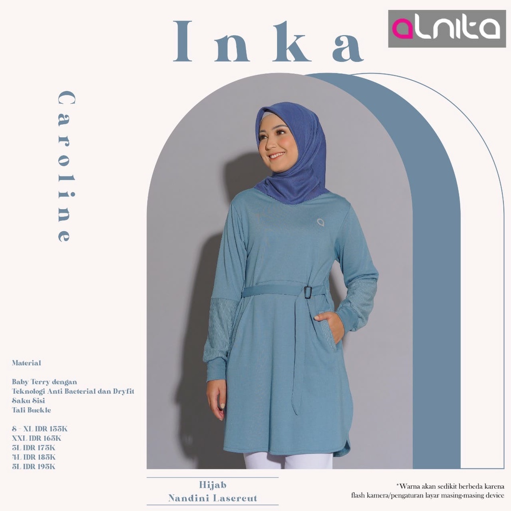 Alnita Inka Blouse Wanita Muslimah Atasan Bahan Babyterry Outfit Casual